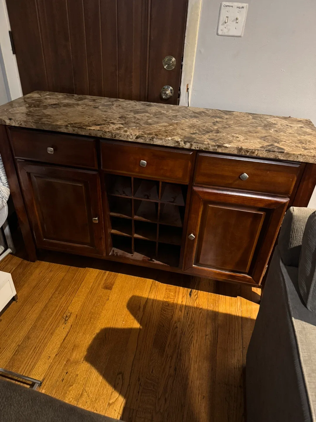 Brown Wood Bar Cabinet - 57" Wide thumbnail