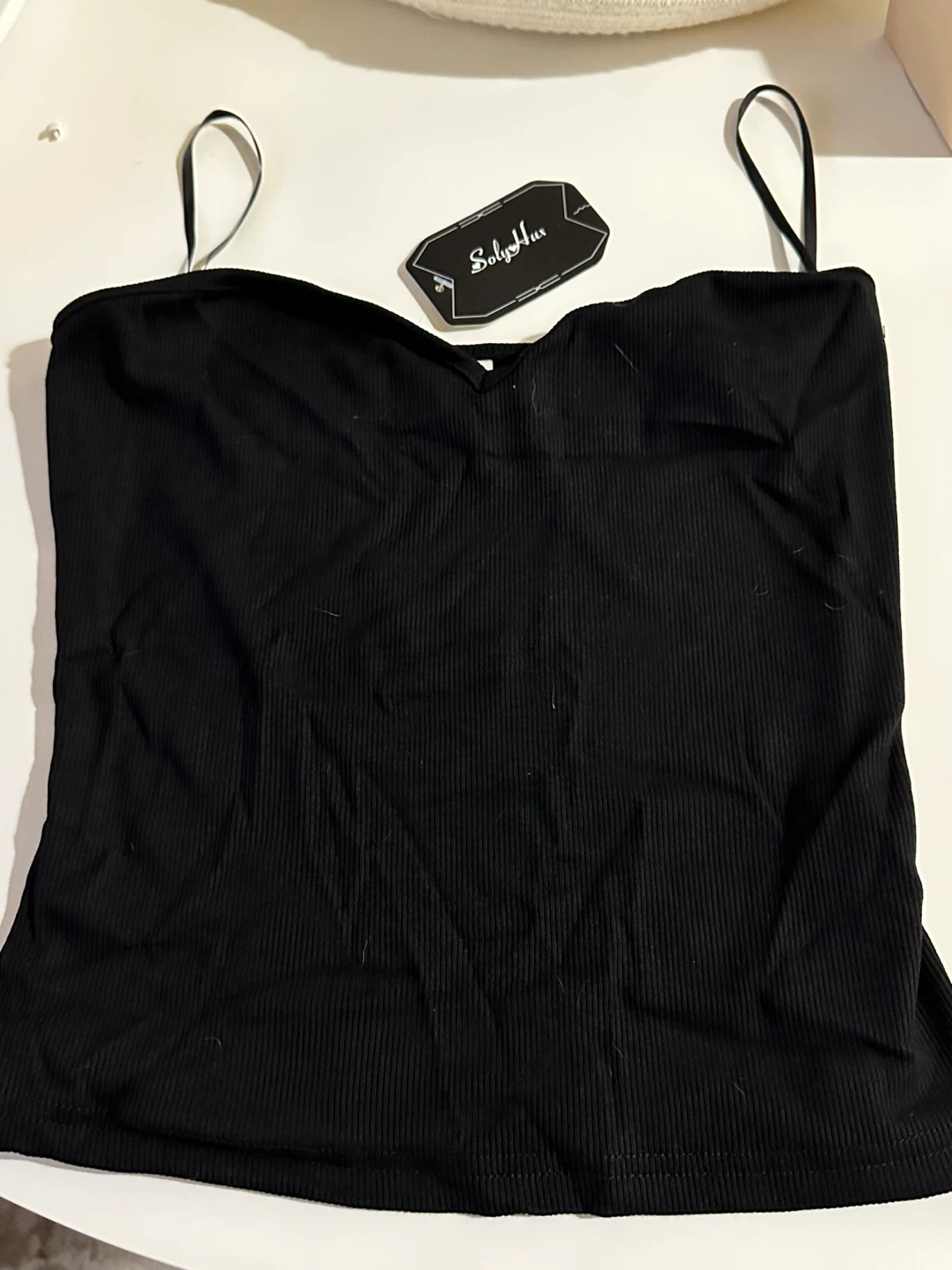 Soly Hux Black Ribbed Tank Top-size M