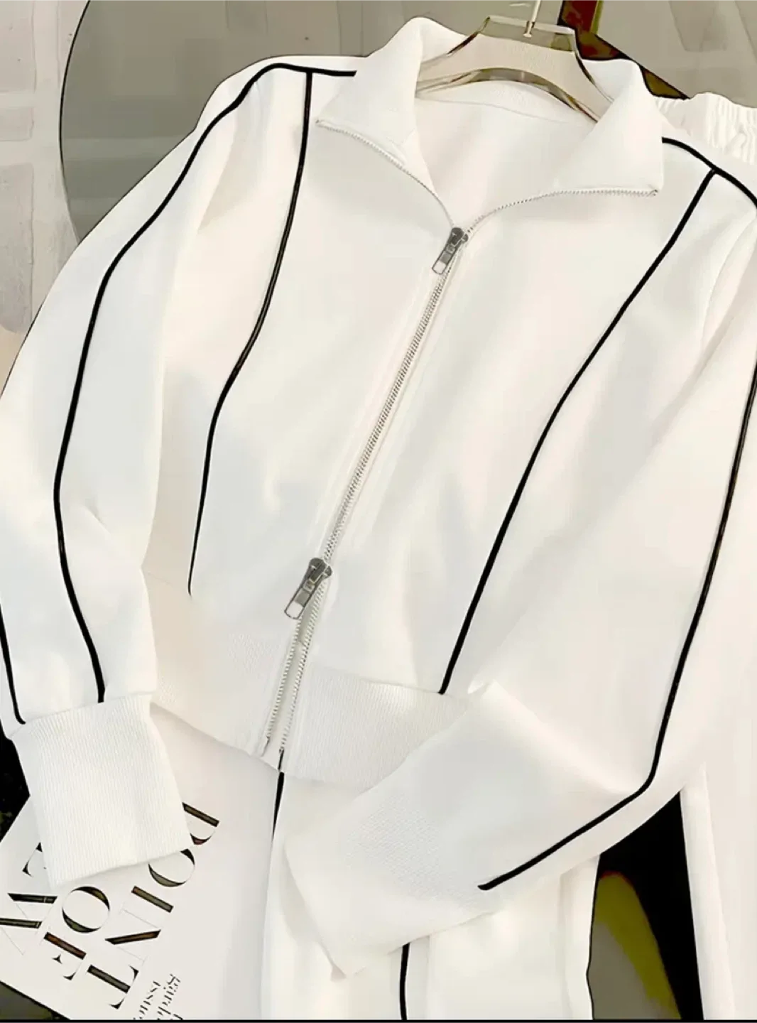 White Tracksuit with Black Stripes image indicator(3)