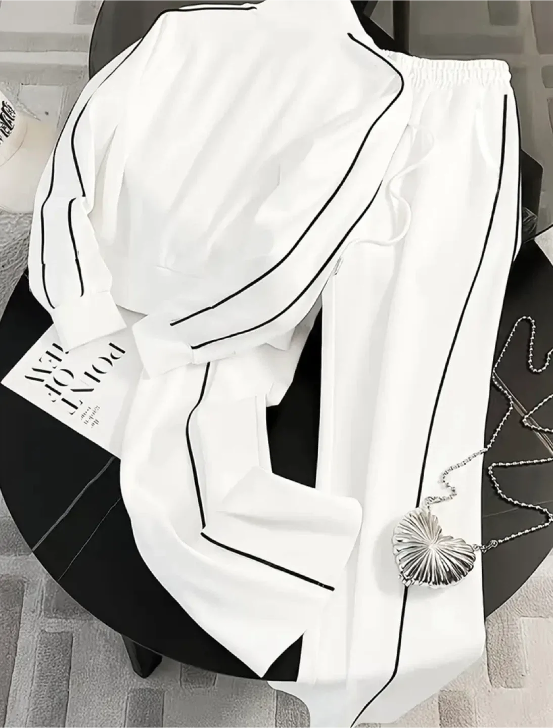 White Tracksuit with Black Stripes image indicator(2)