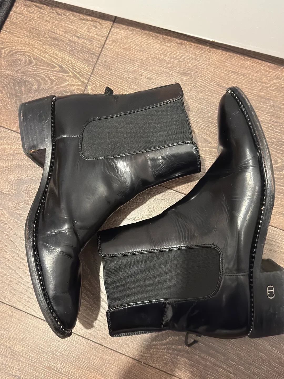 Christian Dior Black Leather Ankle Boots Size 38 image indicator(2)
