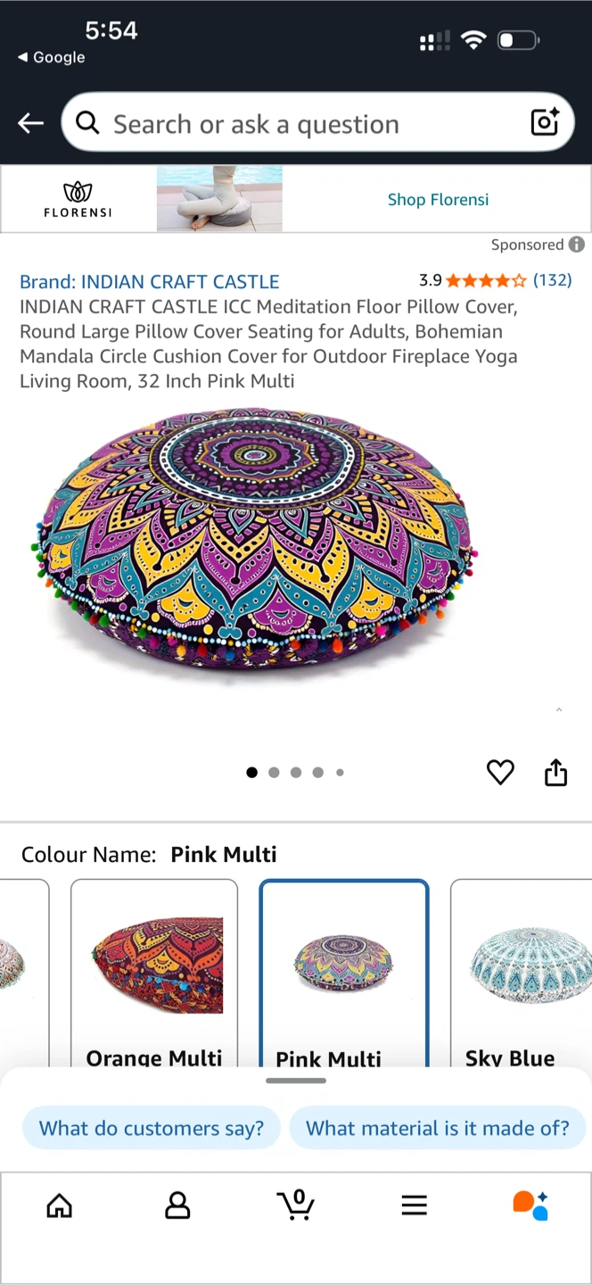 Indian Craft Castle Meditation Floor Pillow cover - Pink Multi
