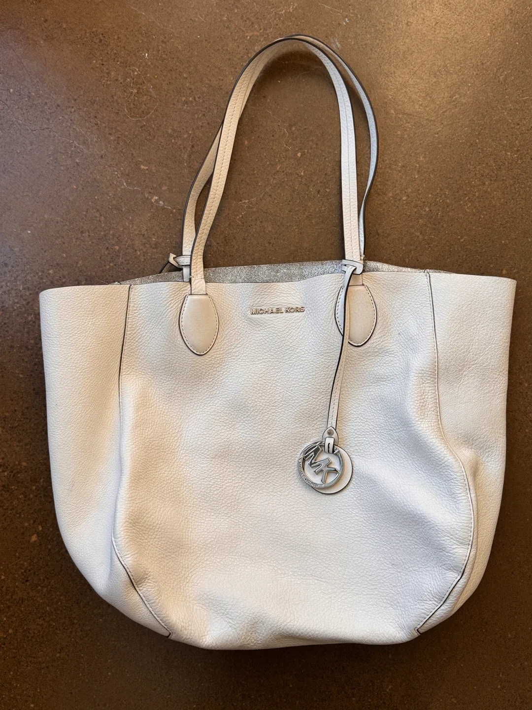 Michael Kors White Leather Tote Bag