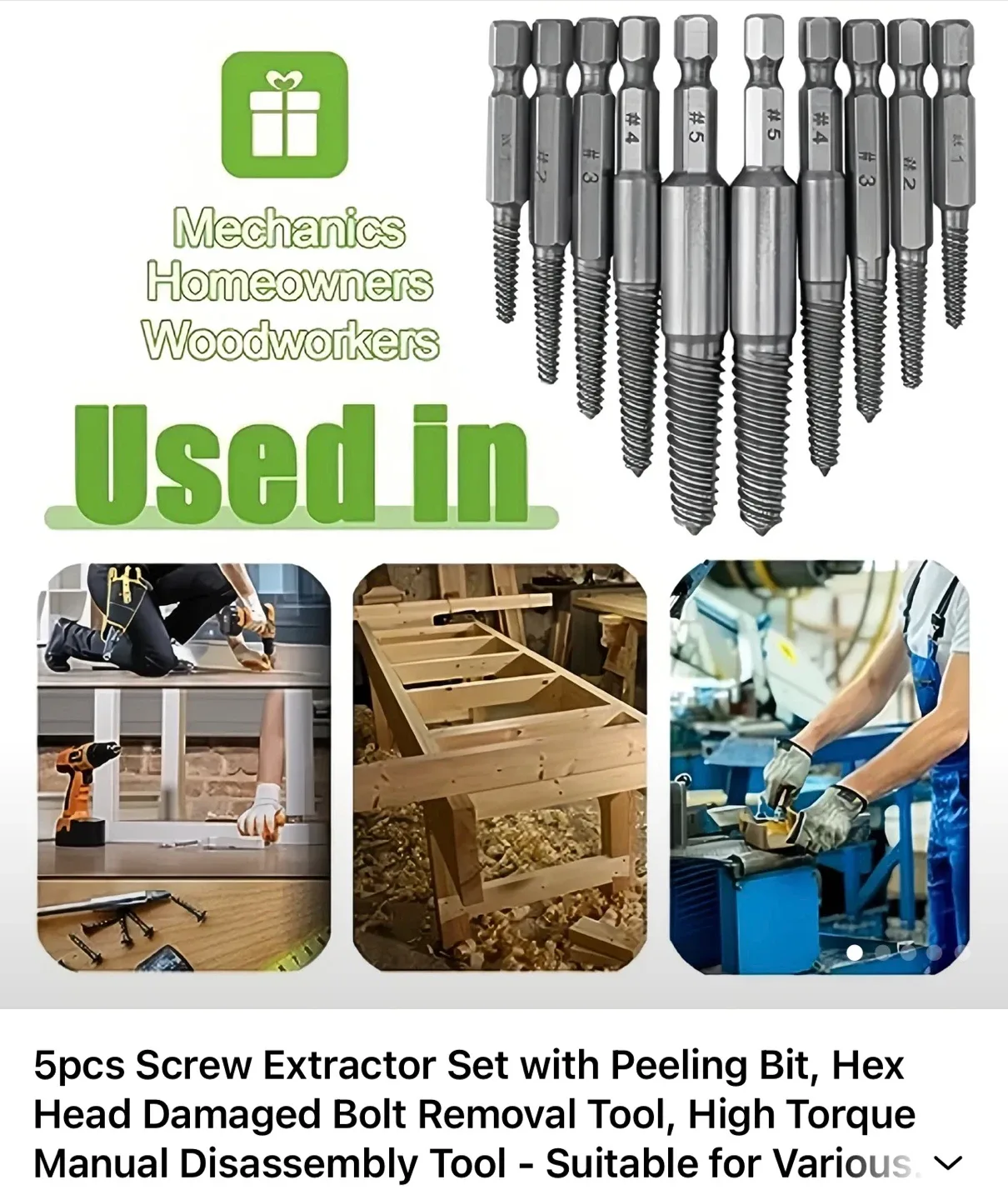 5pcs Screw Extractor Set image indicator(6)