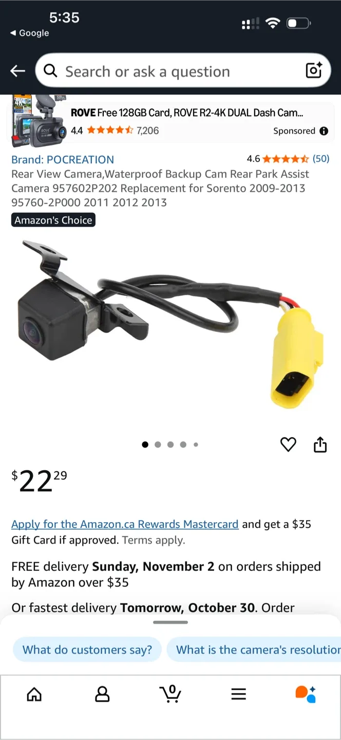 POCREATION Backup Camera 957602P202 for Sorento 2009-2013 thumbnail