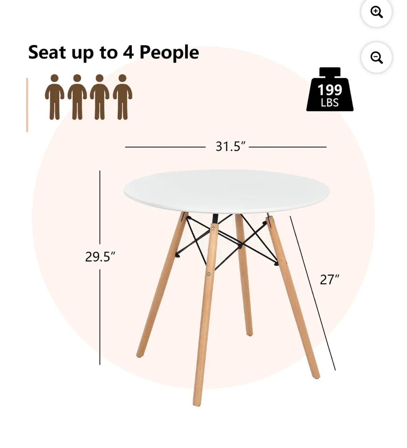 Dining Table Round White Modern Dining Table 31.5" W image indicator(3)
