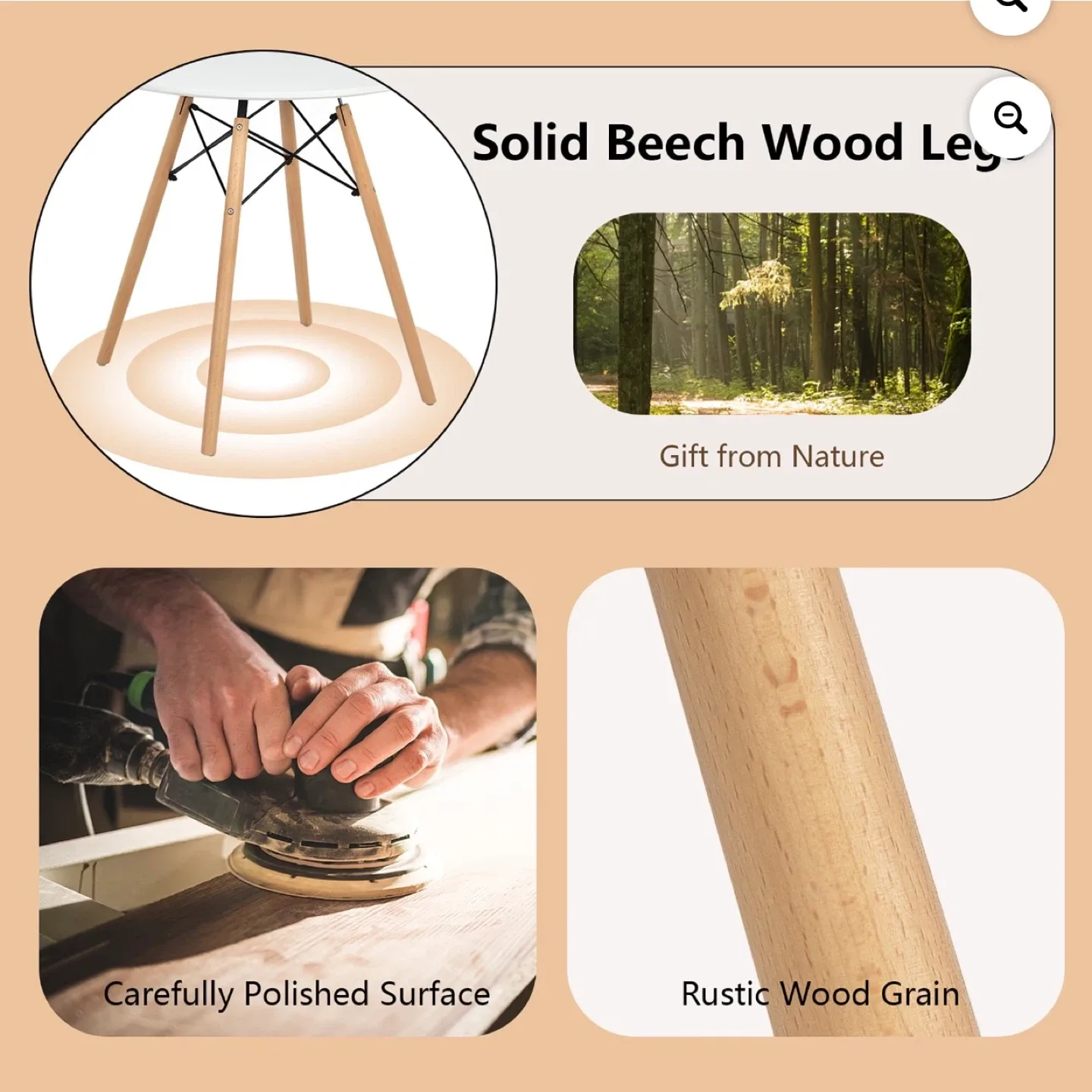 Dining Table Round White Modern Dining Table 31.5" W image indicator(5)