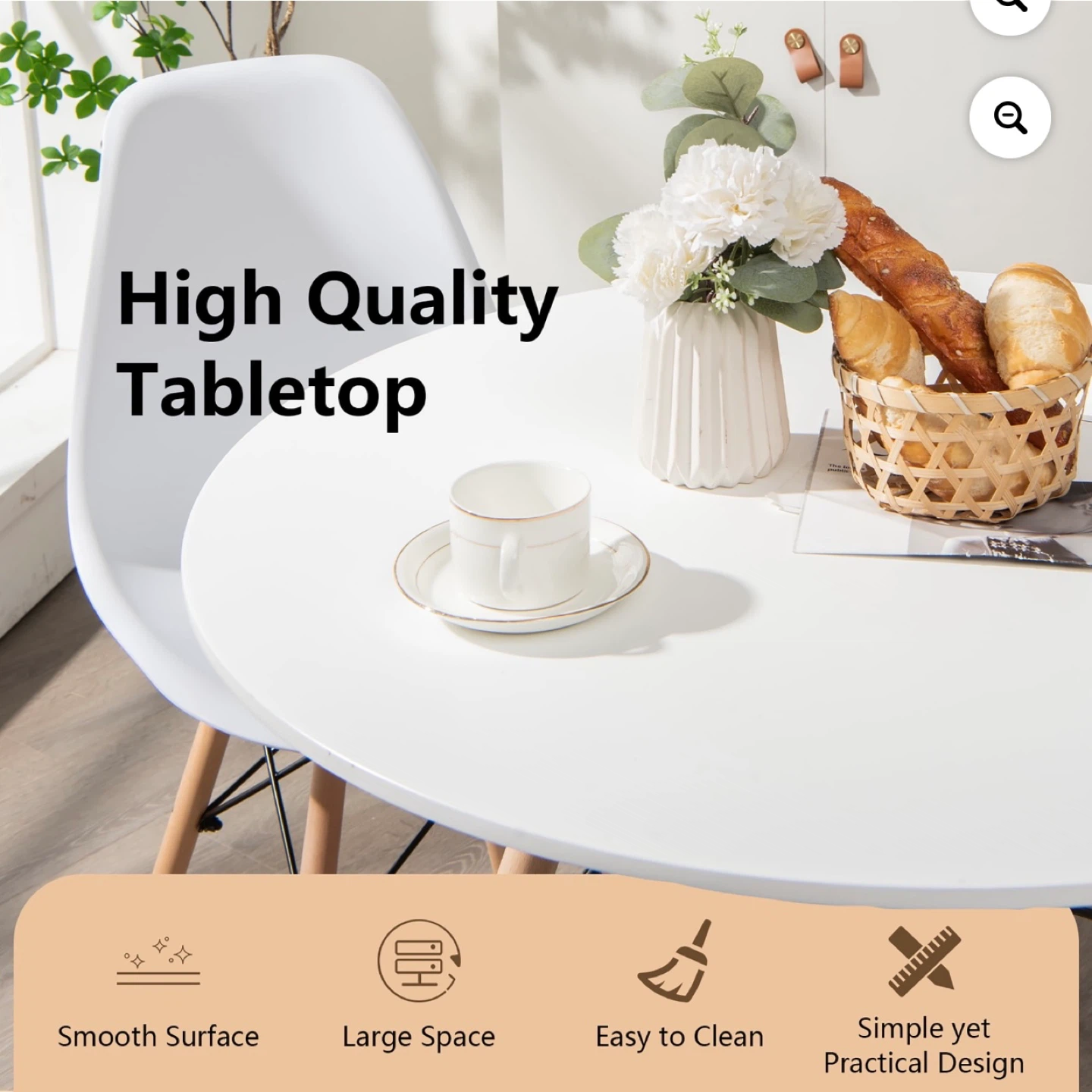 Dining Table Round White Modern Dining Table 31.5" W - photo 4