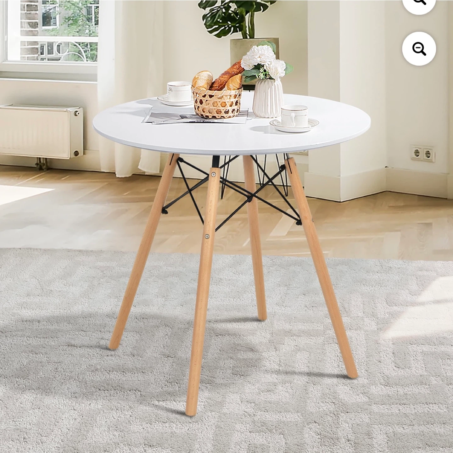 Dining Table Round White Modern Dining Table 31.5" W - photo 2