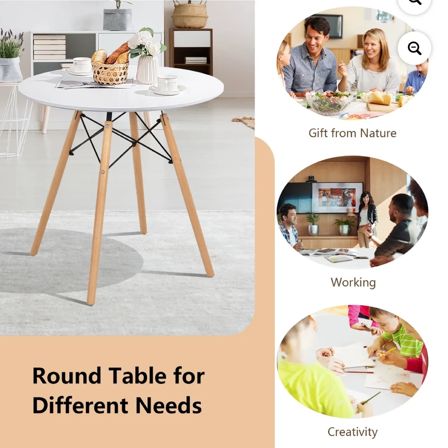Dining Table Round White Modern Dining Table 31.5" W image indicator(6)