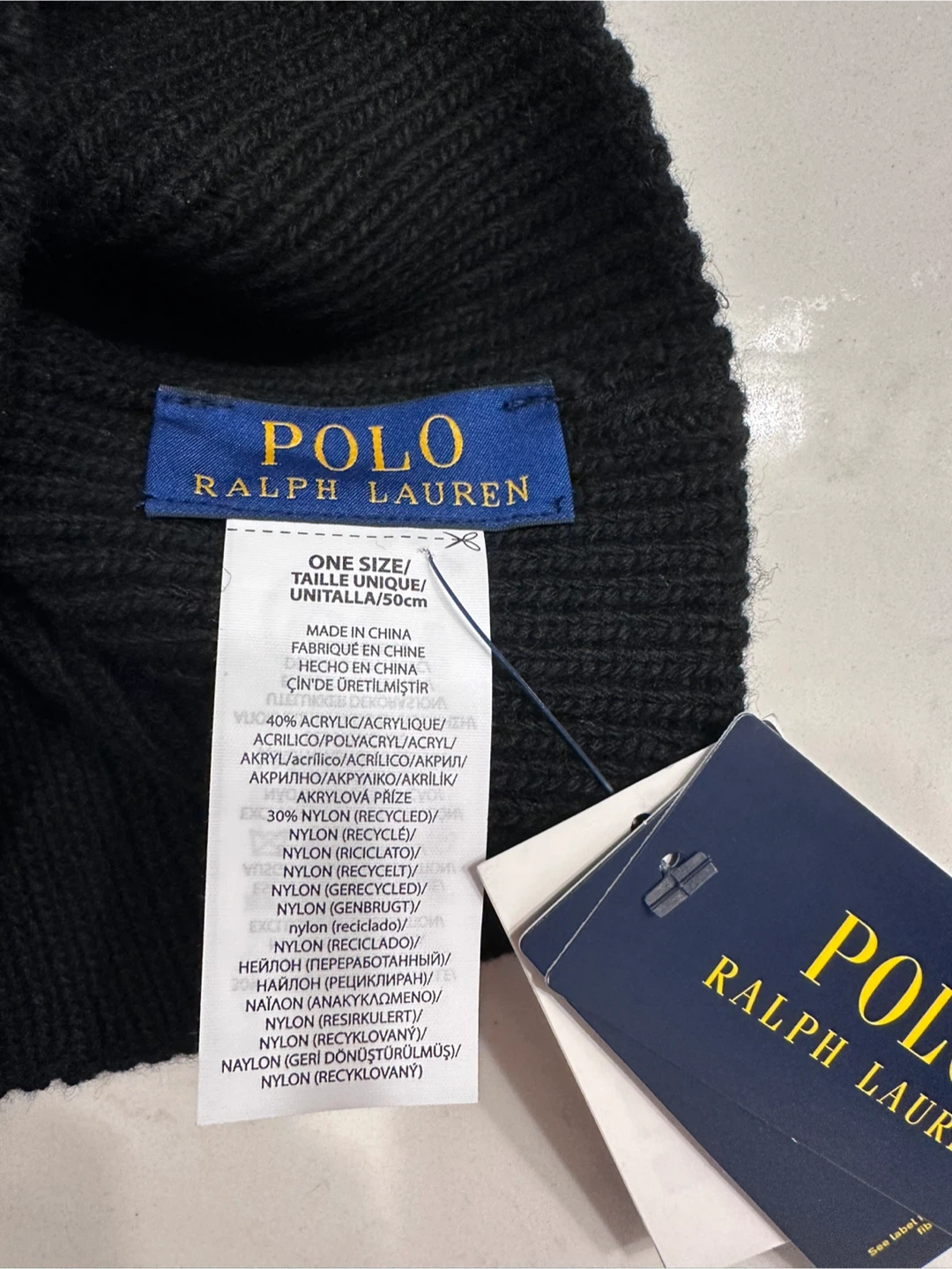 New Polo Ralph Lauren Bear Rib-Knit Black Beanie - One Size - photo 2
