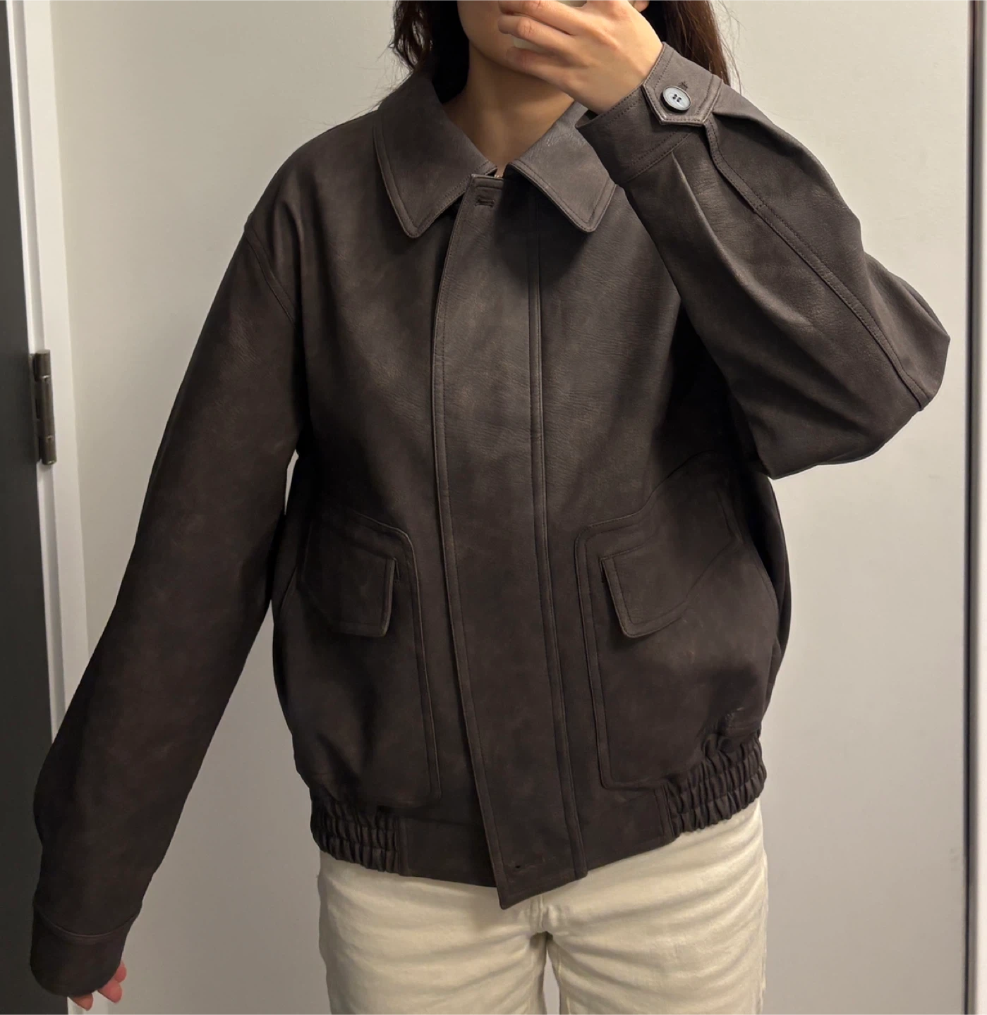 Brown Faux Leather Bomber Jacket - photo 4