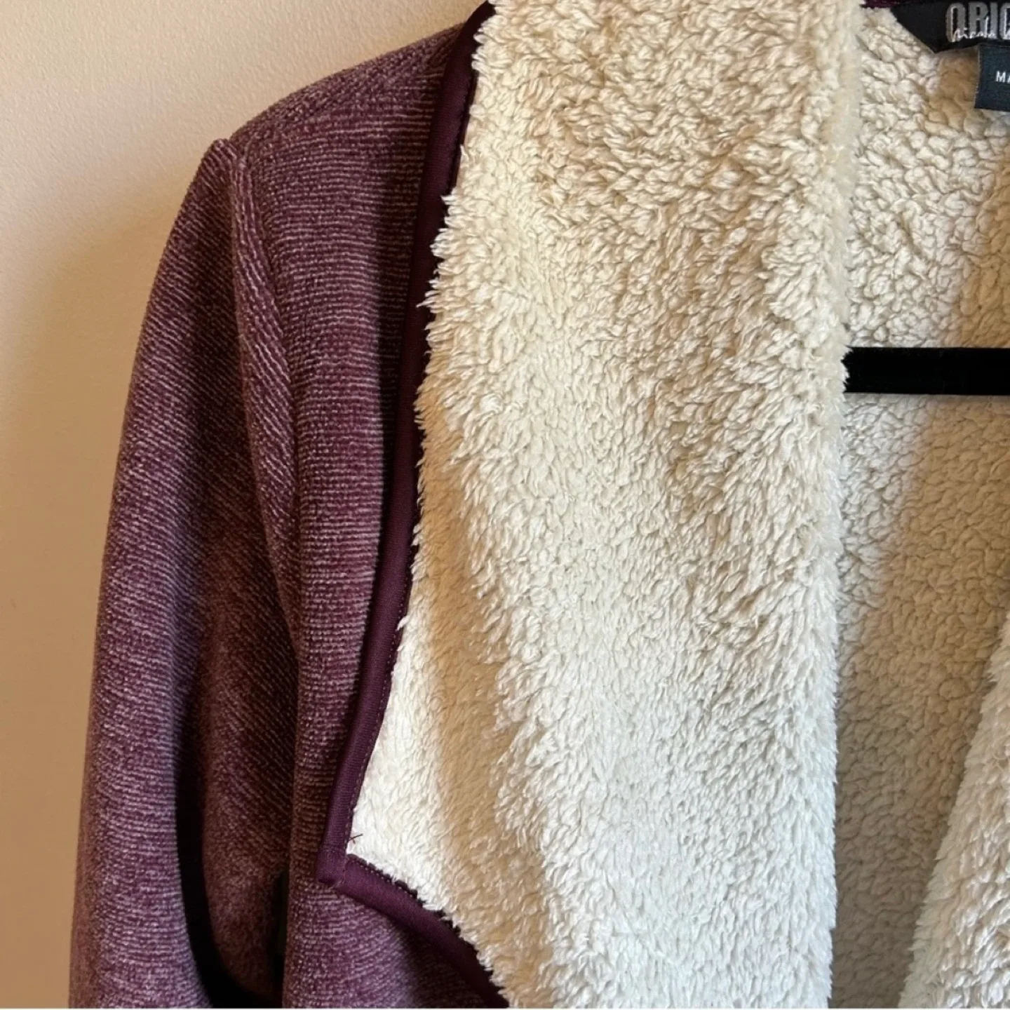 Nicole Miller Original Sherpa Lined Open Waterfall Cardigan Sz M image indicator(2)