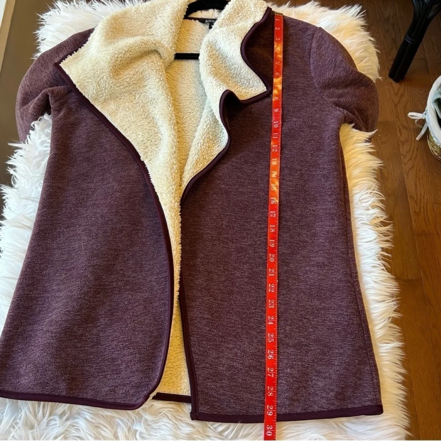 Nicole Miller Original Sherpa Lined Open Waterfall Cardigan Sz M image indicator(6)