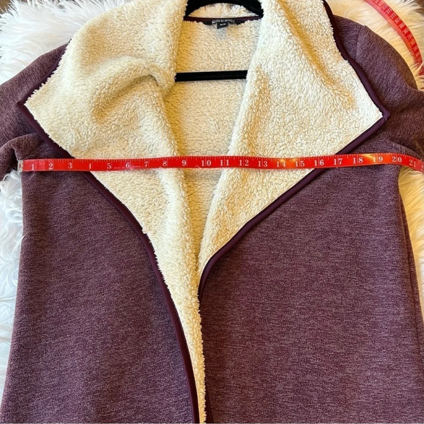 Nicole Miller Original Sherpa Lined Open Waterfall Cardigan Sz M image indicator(5)