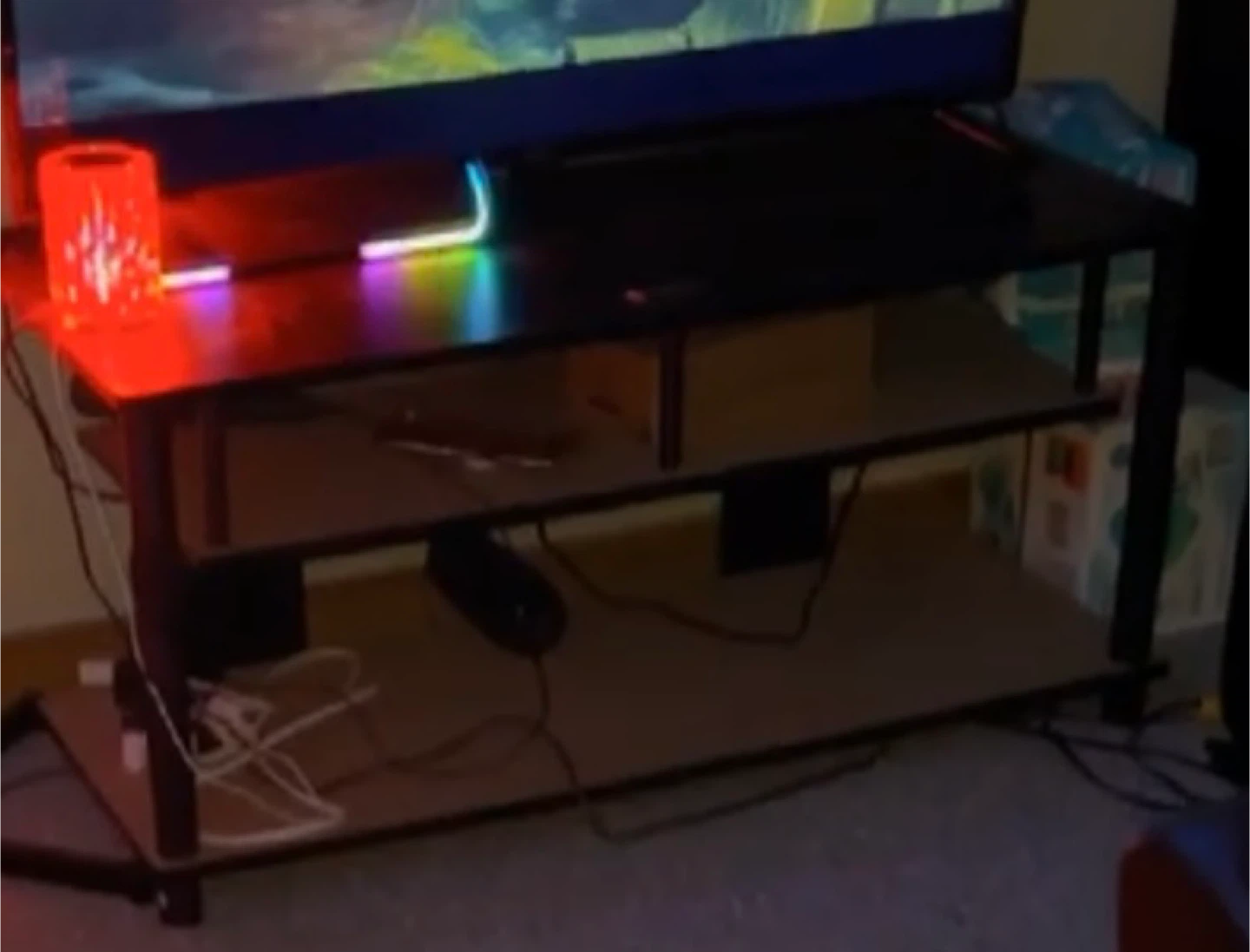 Black TV Stand with Shelves