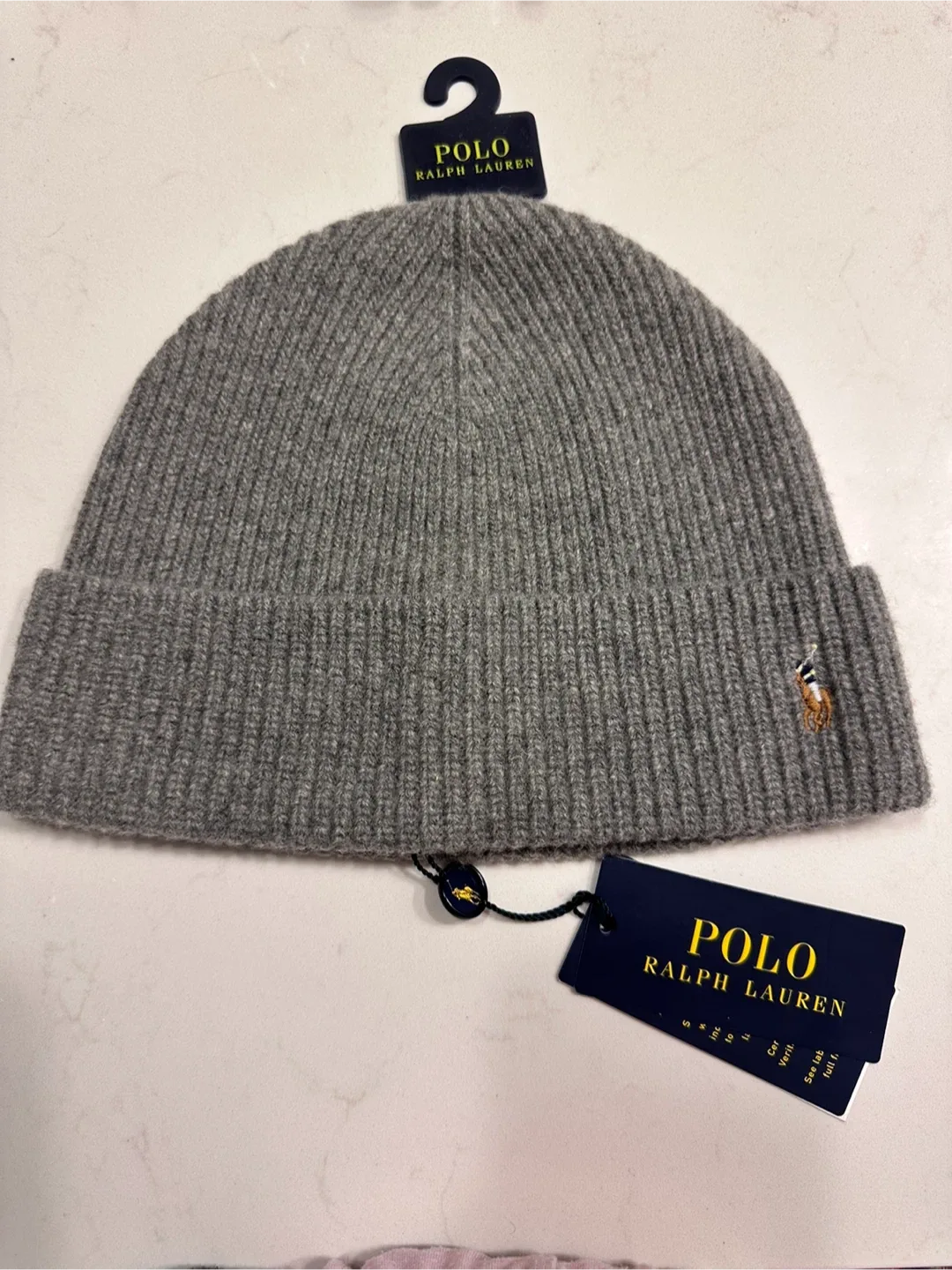 New Ralph Lauren Polo Wool-Blend Beanie Grey One Size thumbnail