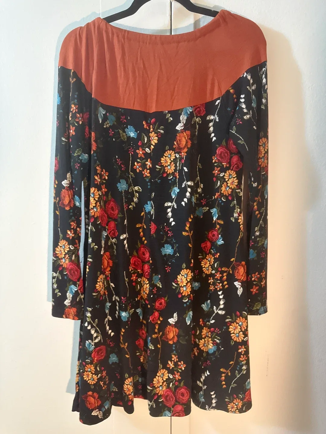 Watermelon Floral Long Sleeve Tent Dress - Size L image indicator(3)