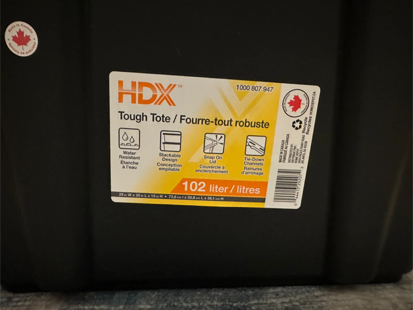 Storage bins - HDX 102L Heavy Duty Tote (7 available) - photo 2