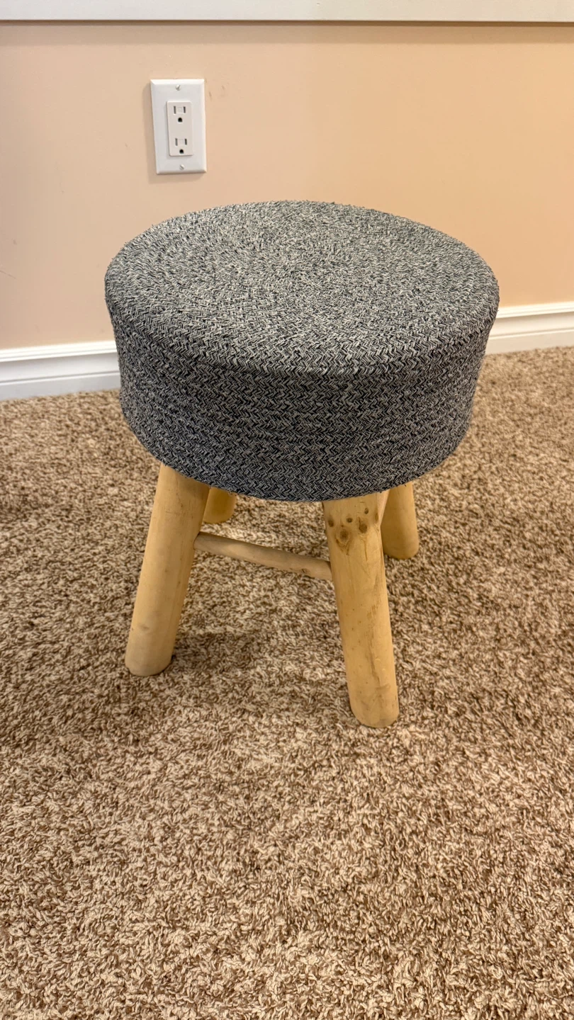 Grey Woven Foot Stool 16 inches tall