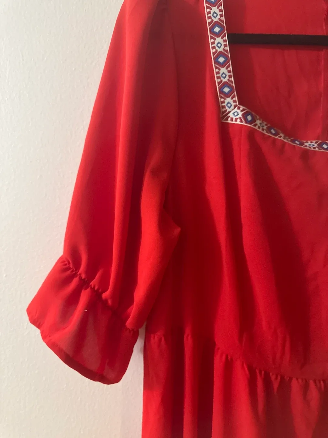 Red Dress with Embroidered Neckline image indicator(5)