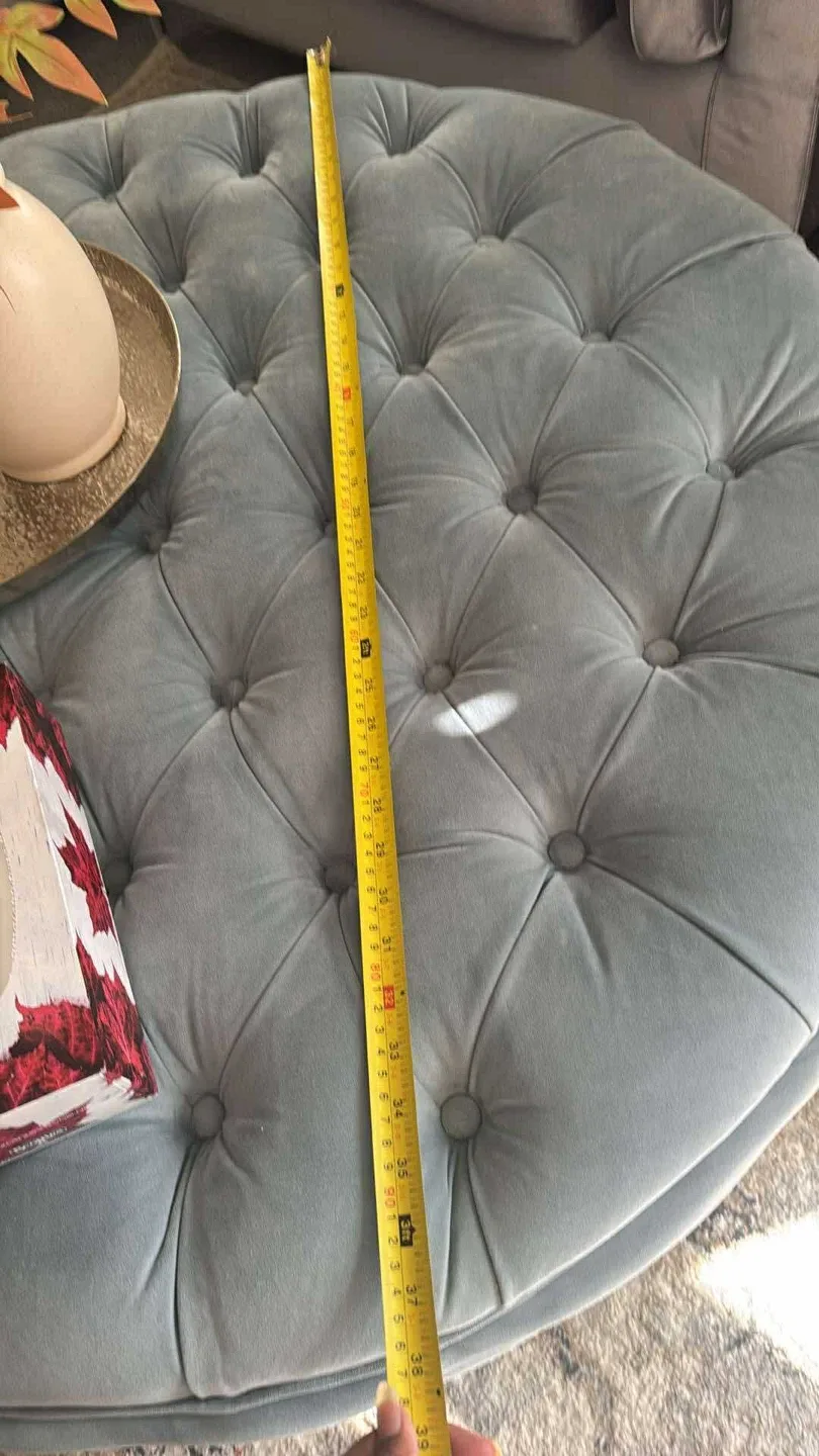 Tufted Round Ottoman, Light Blue image indicator(2)