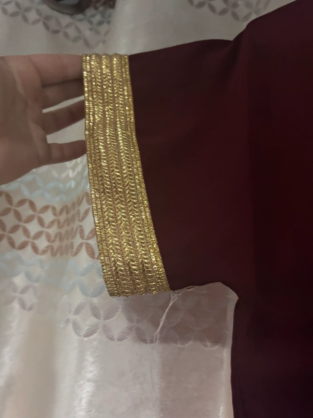 Burgundy Dress with Gold Trim - photo 3