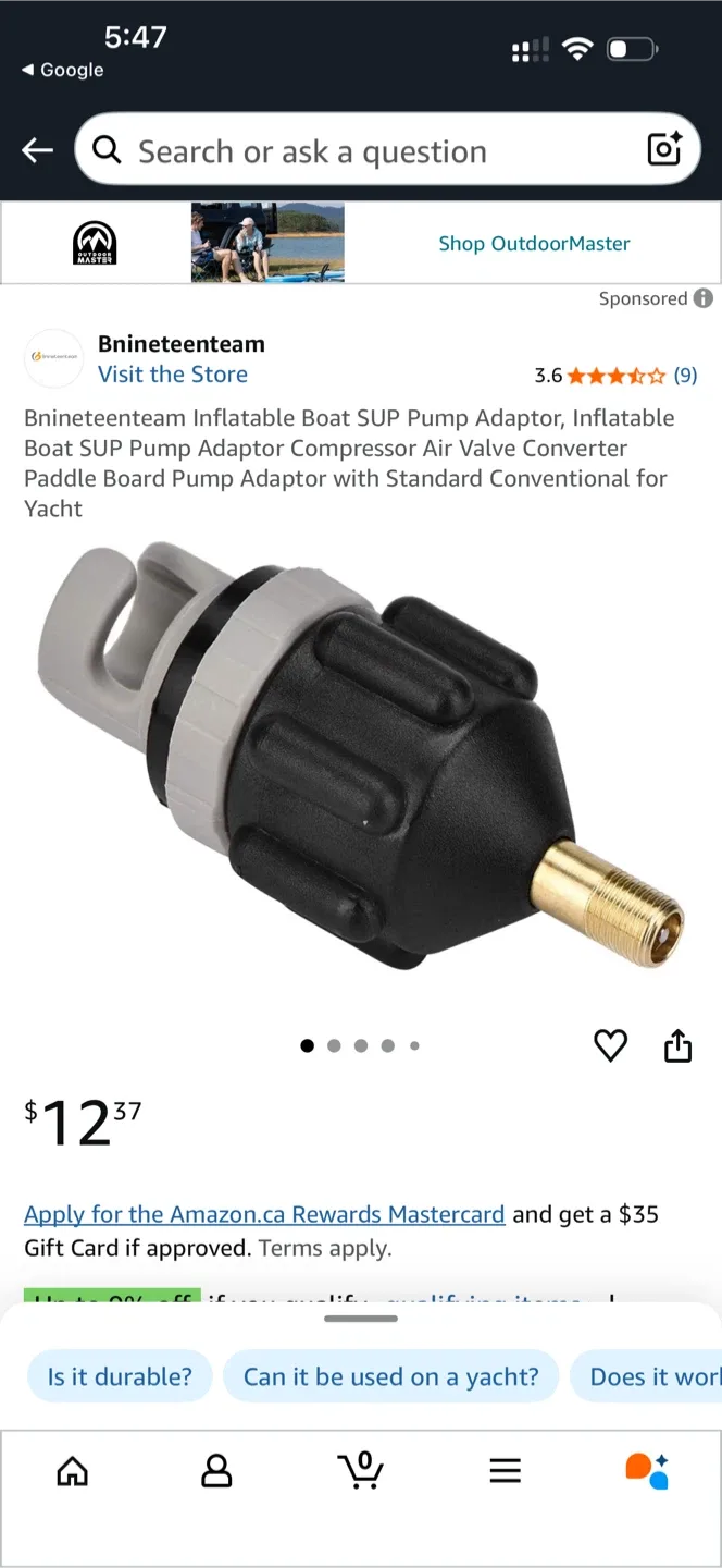 Bnineeteam Inflatable Boat SUP Pump Adaptor - NEW image indicator(3)