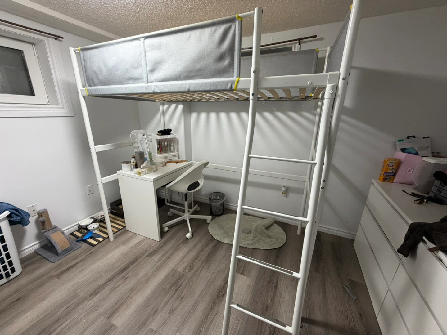 IKEA VITVAL Loft Bed Frame - White/Light Gray, Twin