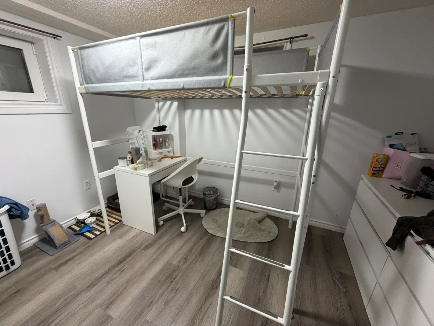 IKEA VITVAL Loft Bed Frame - White/Light Gray, Twin