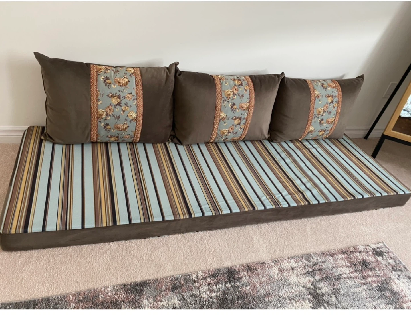 Brown Floor Seating Sofa with Cushions
