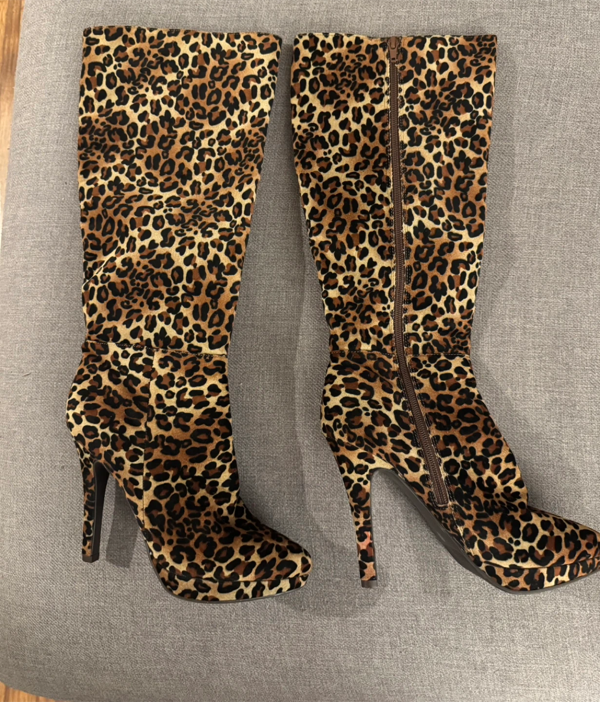 Leopard Print High Boots - Size 8.5
