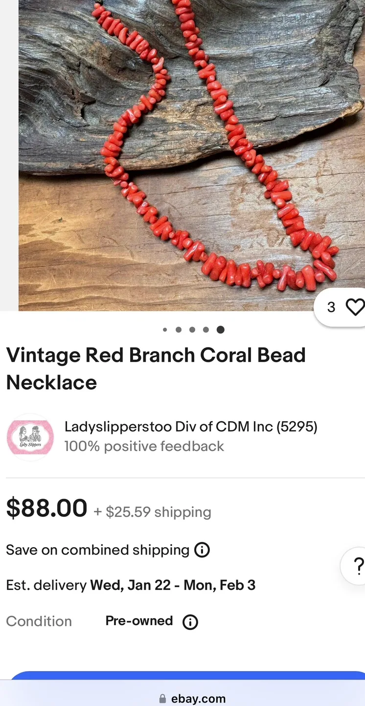 Vintage Red Coral Necklace with Box image indicator(6)