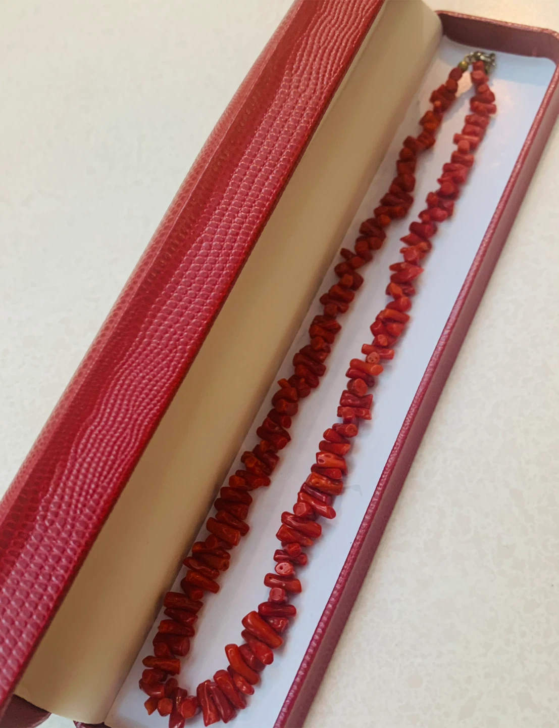 Vintage Red Coral Necklace with Box - photo 2