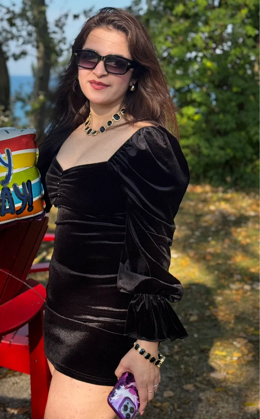 Black dress and jewellery