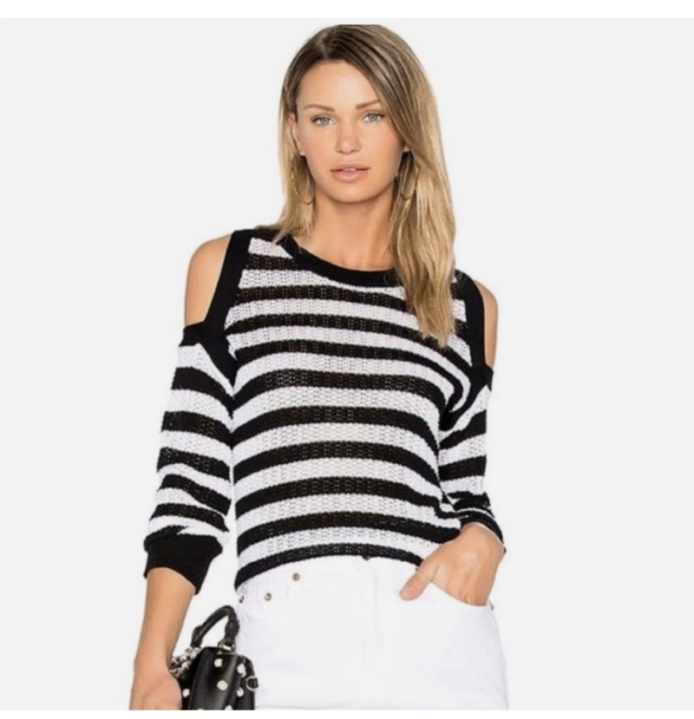 Rag & Bone Striped Cold Shoulder Sweater - Size S