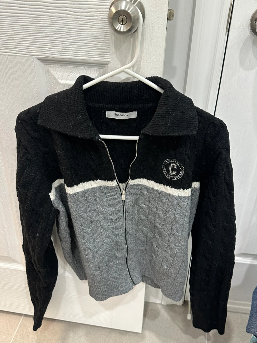 8 Seconds Black & Grey Zip-Up Sweater