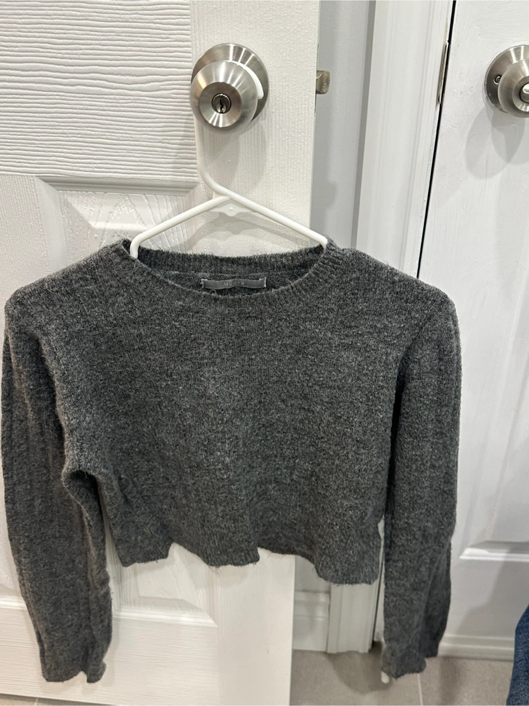 Mauve Grey Crop Sweater