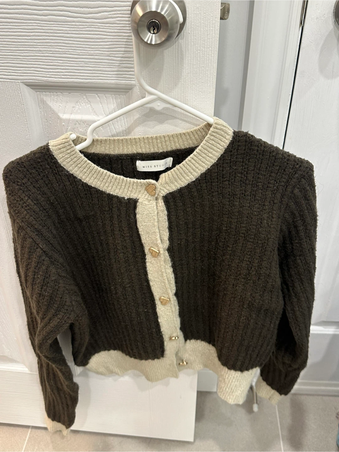 Miss Studio Cardigan - Brown & Cream