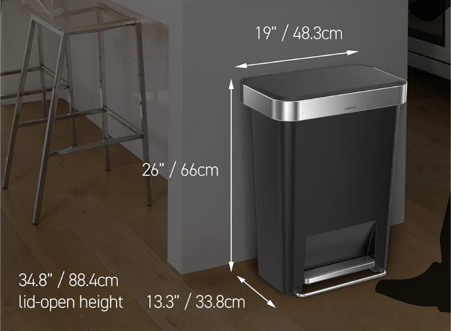 Simplehuman 45L Rectangular Trash Can - photo 2