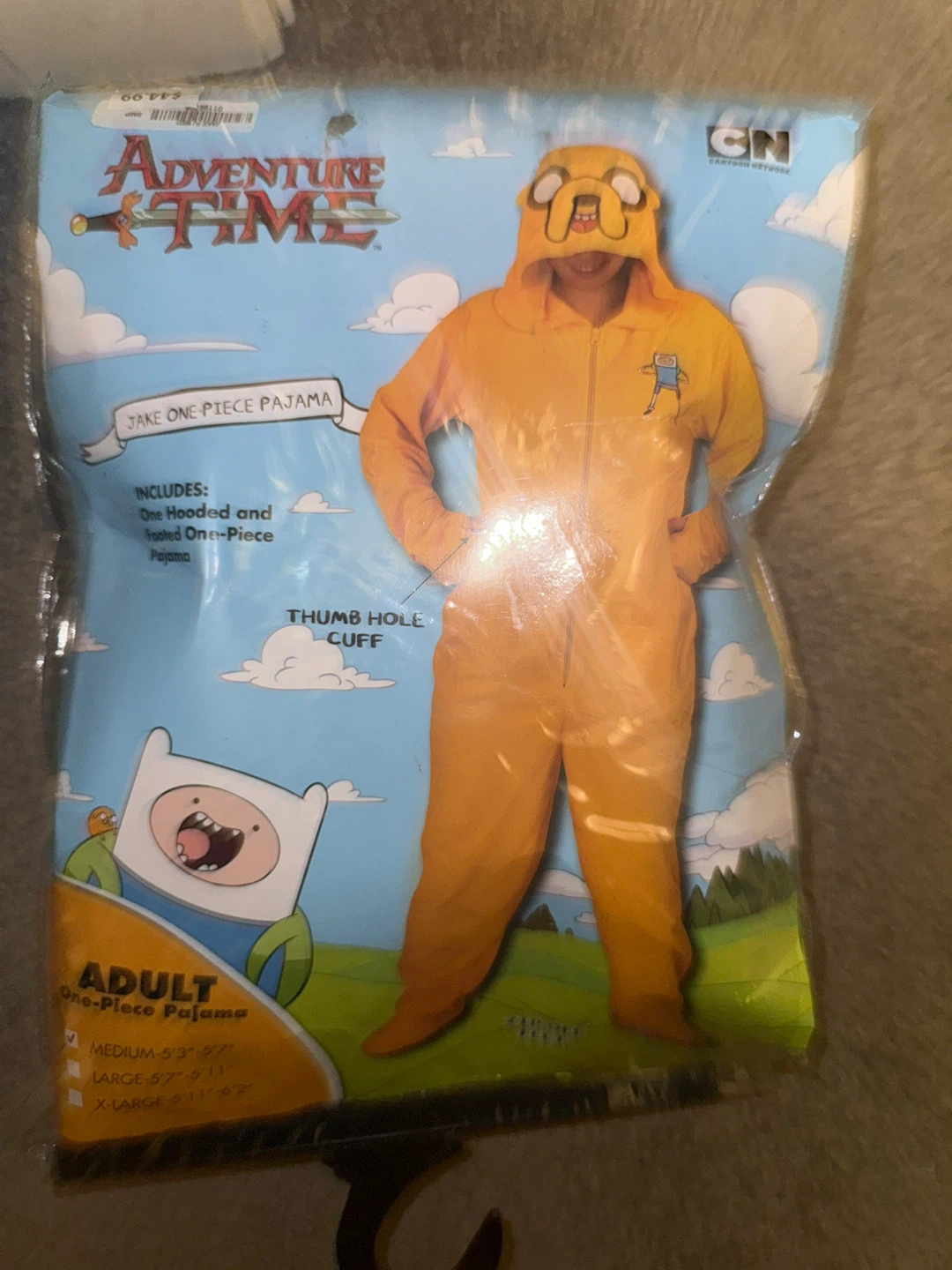Adventure Time Jake Adult One-Piece Costume - Medium