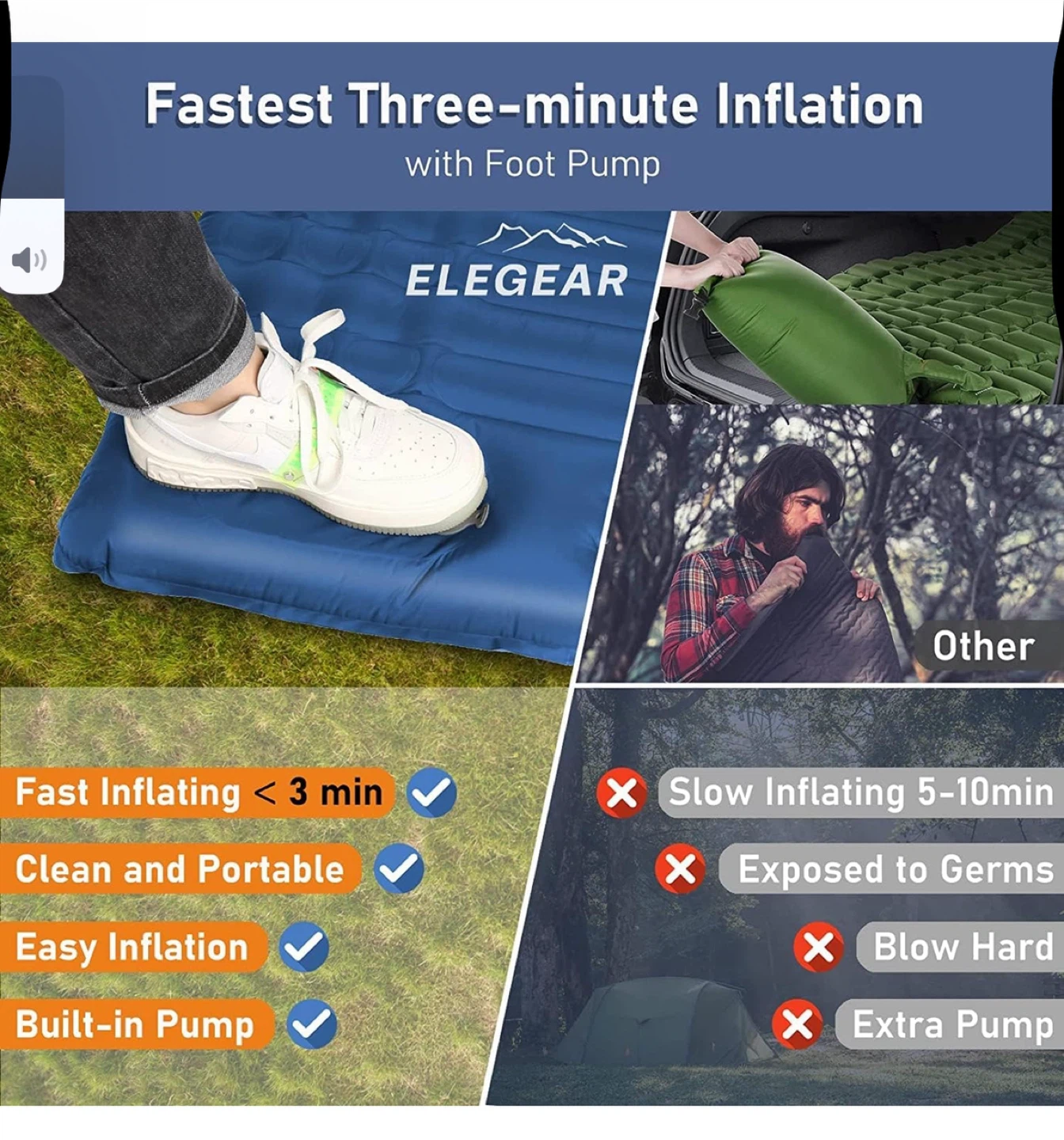 Elegear Camping Sleeping Pad - 79x55 inches - photo 4