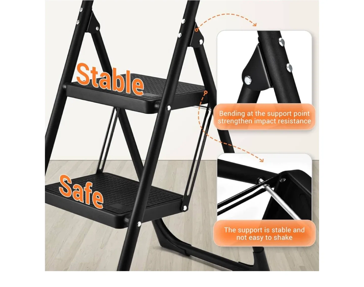 ALPURLAD 2-Step Folding Step Stool - Black image indicator(5)
