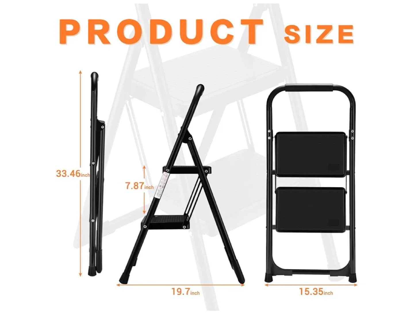 ALPURLAD 2-Step Folding Step Stool - Black image indicator(3)