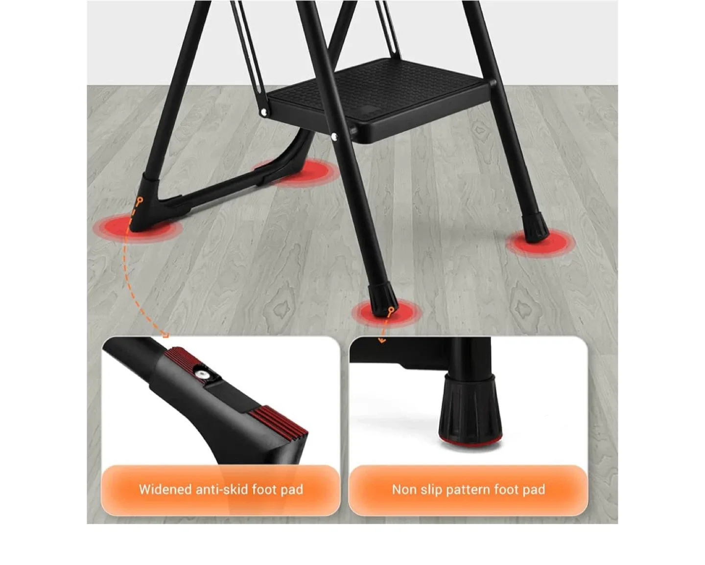 ALPURLAD 2-Step Folding Step Stool - Black image indicator(2)