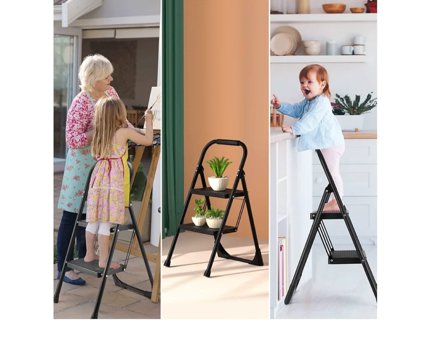 ALPURLAD 2-Step Folding Step Stool - Black image indicator(4)