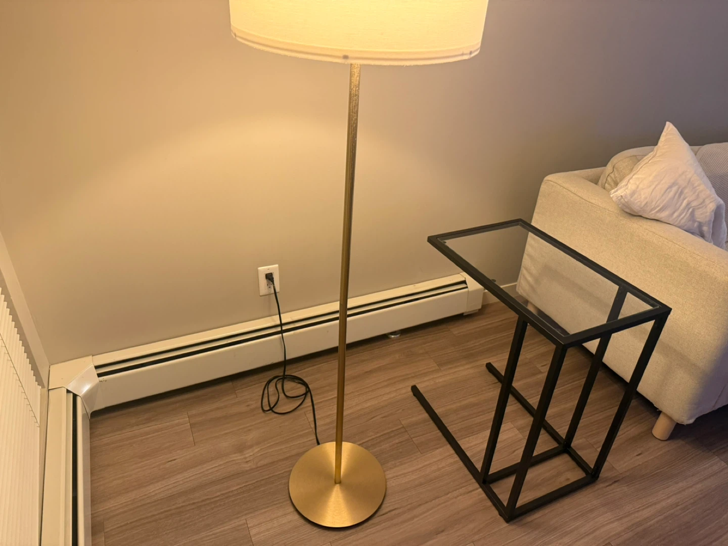 Gold Floor Lamp with White Shade - photo 2