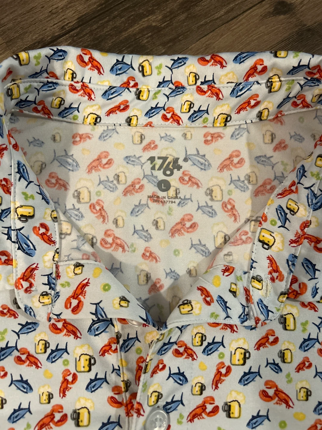1764 Lobster & Beer Print Polo Shirt - Size L - photo 3