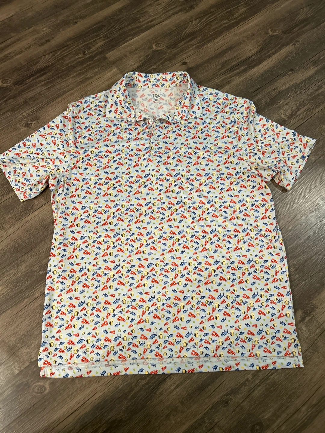 1764 Lobster & Beer Print Polo Shirt - Size L