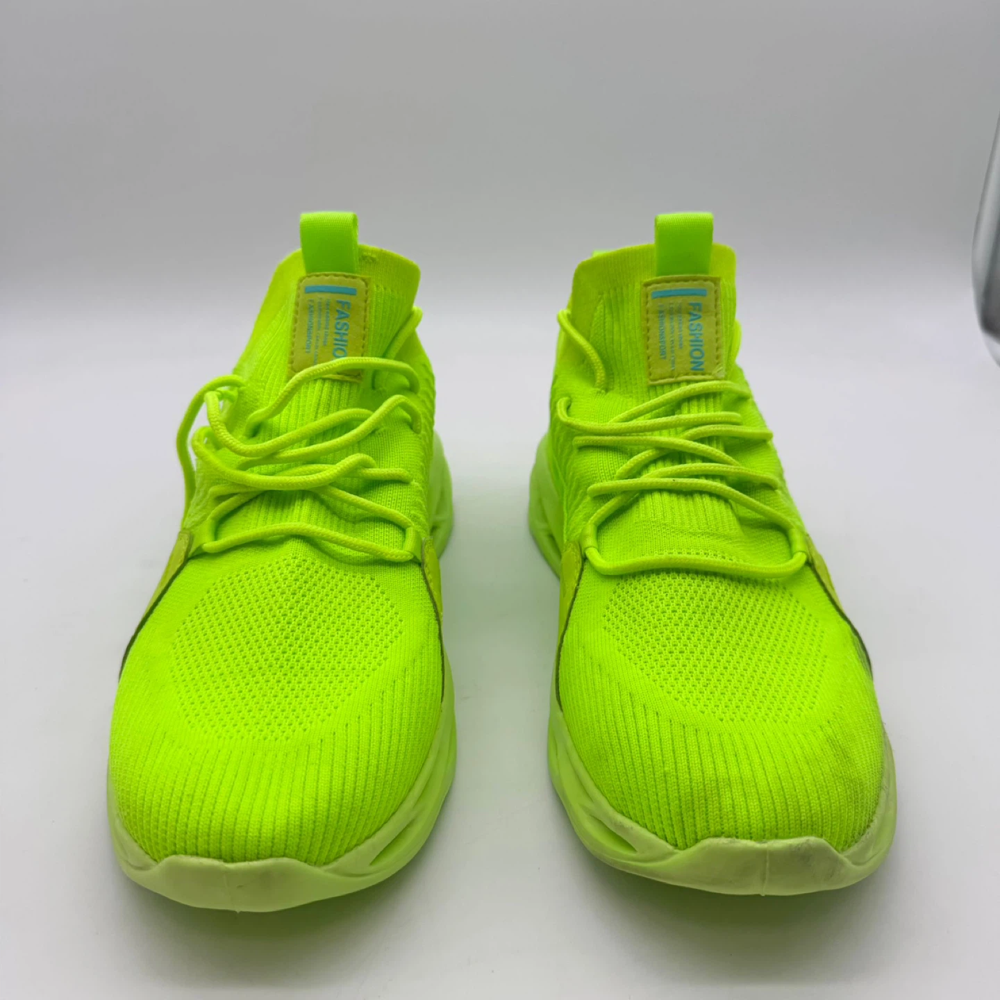 Neon Green Knit Sneakers US 12 – Lightweight Sport Style – Used - photo 4